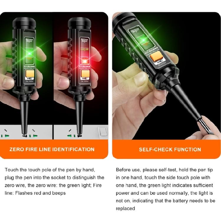 Professioneller elektrischer Spannungsprüfer mit Alarm Testleitung Bruchstelle 24-250V Spannungsdetektionsstift Induktiver Teststift