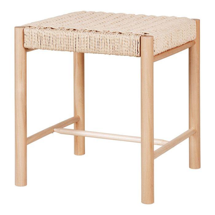 Tabouret en peuplier avec assise en osier naturel House Nordic Abano