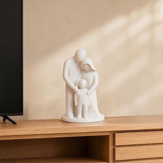 Family of 3 Figurine, 3D Printed Parents And Kids Statue, Minimalist Abstract Family Sculpture for Living Room Bedroom Shelf Desk Decor