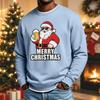 Men's Casual Long Sleeve Crewneck Top with Christmas Print for Holiday Celebrations