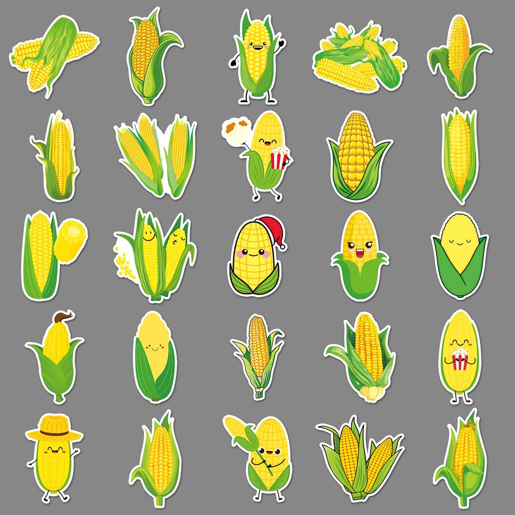 50 Mais-Kritzel Kreative Gemüse-Cartoon-Aufkleber Dekorativ Handyhülle Kofferaufkleber