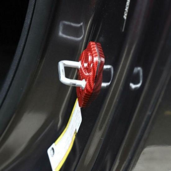 For 2012- Dodge Challenger Red Carbon Fiber Car Door Lock Decor Cover Trim2*