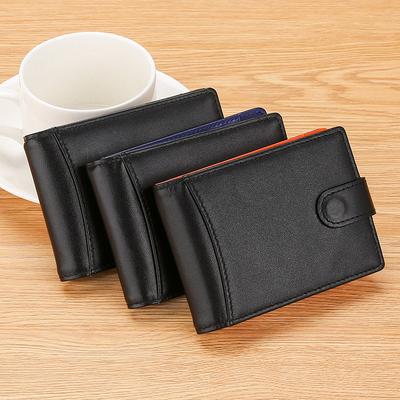 Billetera de cuero Estilo corto para hombre, tirador de cinturón clip para tarjetas de crédito Billetera metálica para dólares