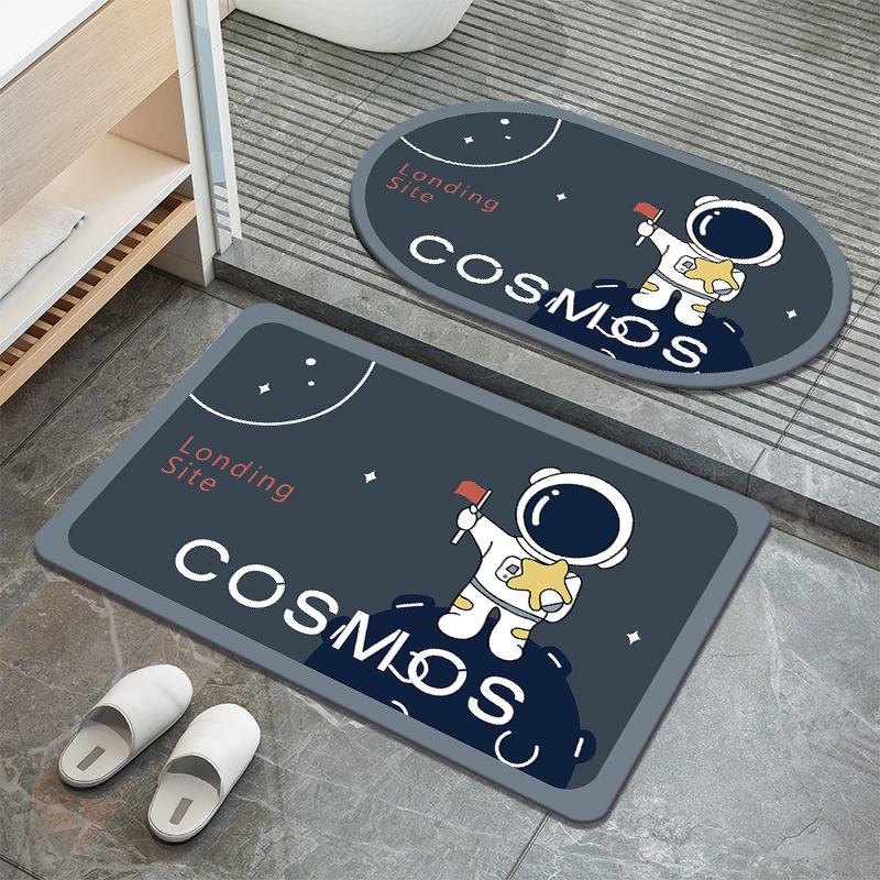 Cartoon Astronaut Diatom Mud Floor Mat Home Doormat Bathroom Moisture-wicking Non-slip Cushion Restroom Quick Drying Soiled Foot Mat
