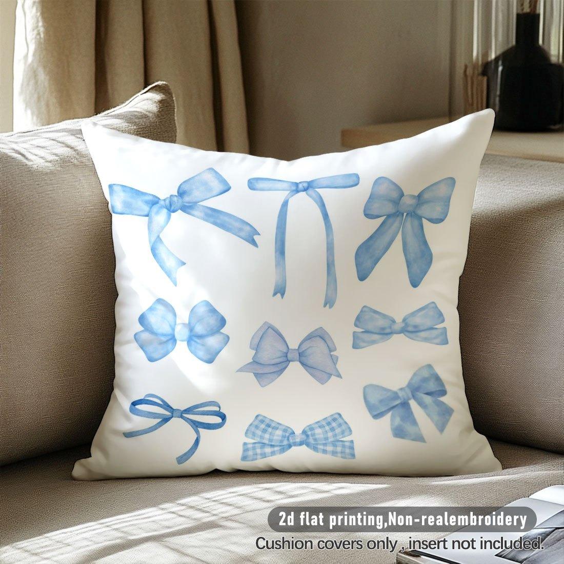 

1 простий акварельний синій візерунок банта на День святого Валентина, наволочка 40x40cm/16x16inch