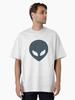 Loose Fit Geometric Alien Head Graphic Tshirt Black With Blue Print Comfortable And Relaxed Wear For All Seasons