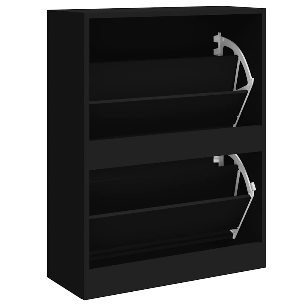 Vidaxl Szafka Na Buty, Czarna, 63X24X81 Cm, Materiał Drewnopochodny