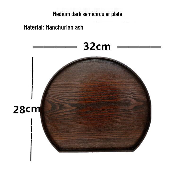 Qinkai Wooden Retro Half-Round Dessert Plates (Set of 2)