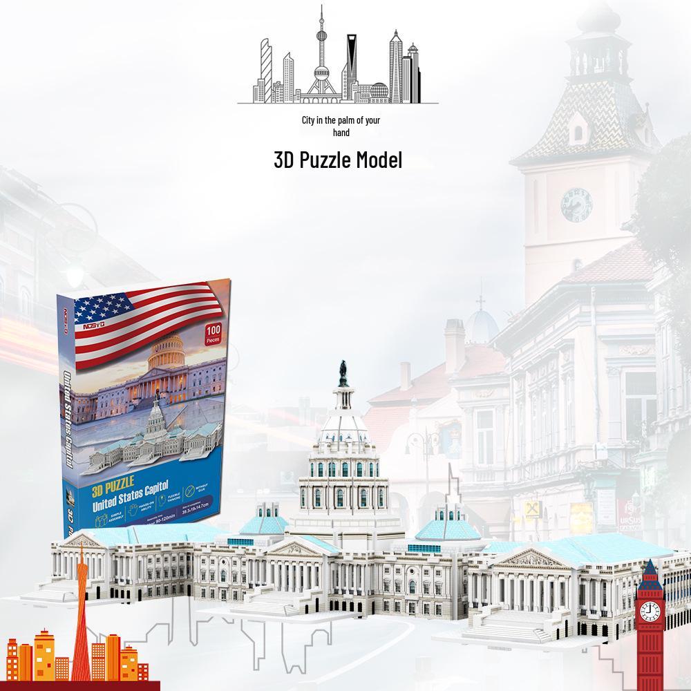 Large 3D World Architecture Puzzle - Handmade Cardboard Model for Children