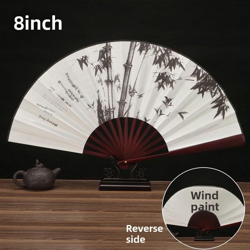 

8-дюймовый складной веер в китайском стиле: Ретро классический дизайн ханьфу для мальчиков