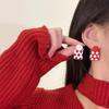 Korean Fashion Retro Cute Geometric Asymmetric Wave Dot Stud Earrings for Women's Trendy Contrast Color Pendant Earrings Gifts
