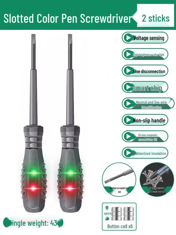 Electrician's Smart Test Pen: Color Light Screwdriver for Open Circuit, Breakpoint, Live & Neutral Wire Testing, High Torque for Household Use.
