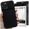 Etui Do Iphone 15 Pro Max Slide Case Z Osłoną Na Obiektyw Aparat Obudowa Matowe Czarne Alogy Soft Matt + Szkło