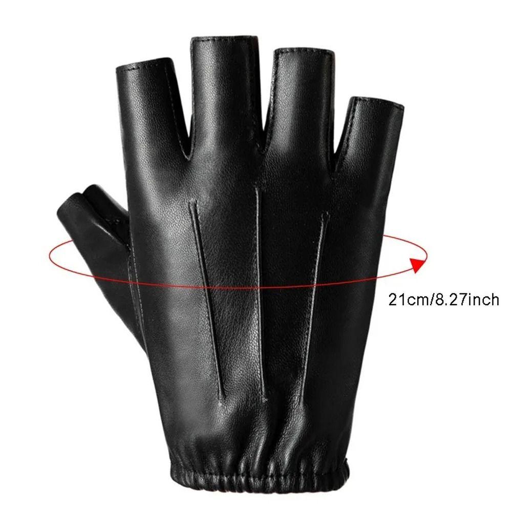 Fitness PU Leather Gloves Riding Cycling Gloves Motorcycle Fingerless Mittens  Driving Fishing