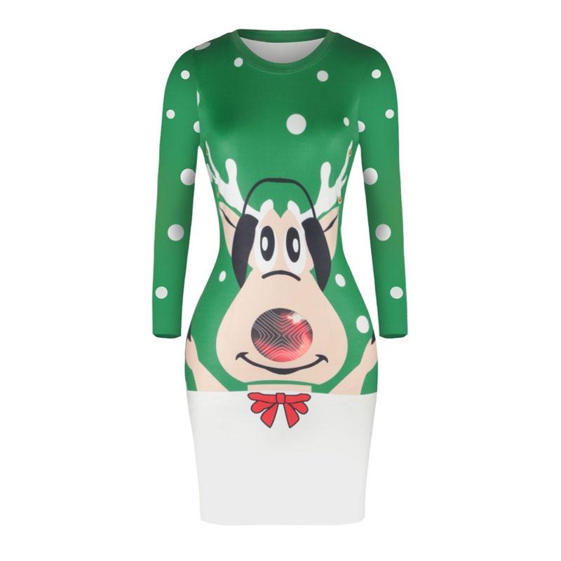 Stylish Knitted Christmas Elf Jumper Dress For Women With Classic Print Design