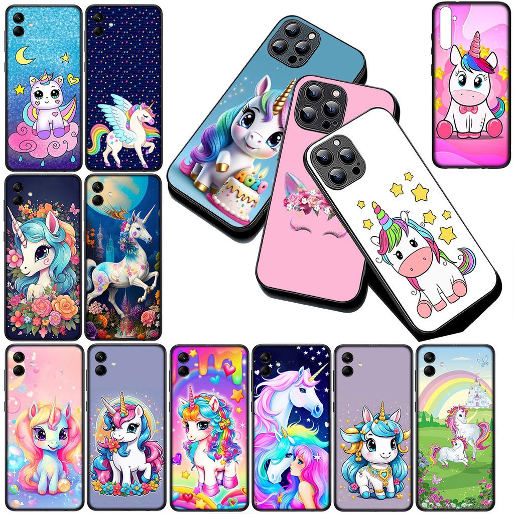 Weiche Hülle für OPPO A80 A18 A16 A40 A17 A15 A38 A78 A79 A54 A57 A12 A60 4G 5G Hülle Handyhülle Comics Einhorn Pferd Regenbogen