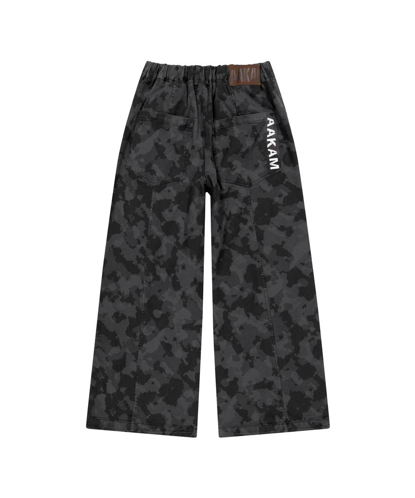 AAKAM Knee Pin-Tuck Camouflage Twill Pants (Black)