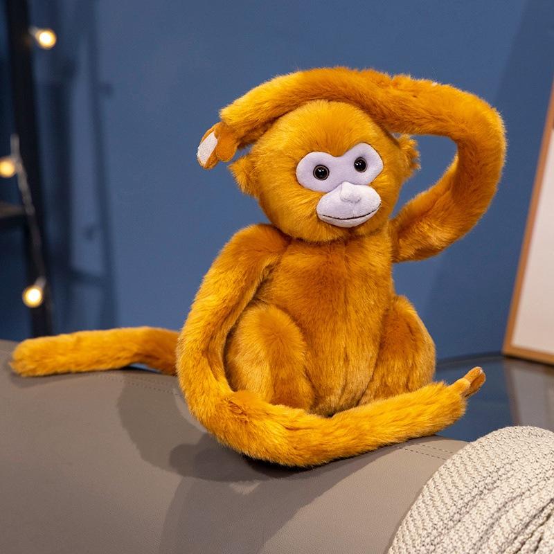 

Милая имитация маленькой обезьянки кукла плюшевая игрушка золотая обезьянка длиннорукая обезьянка кукла завязка для штор кукла-подвеска 25cm（0.18kg）