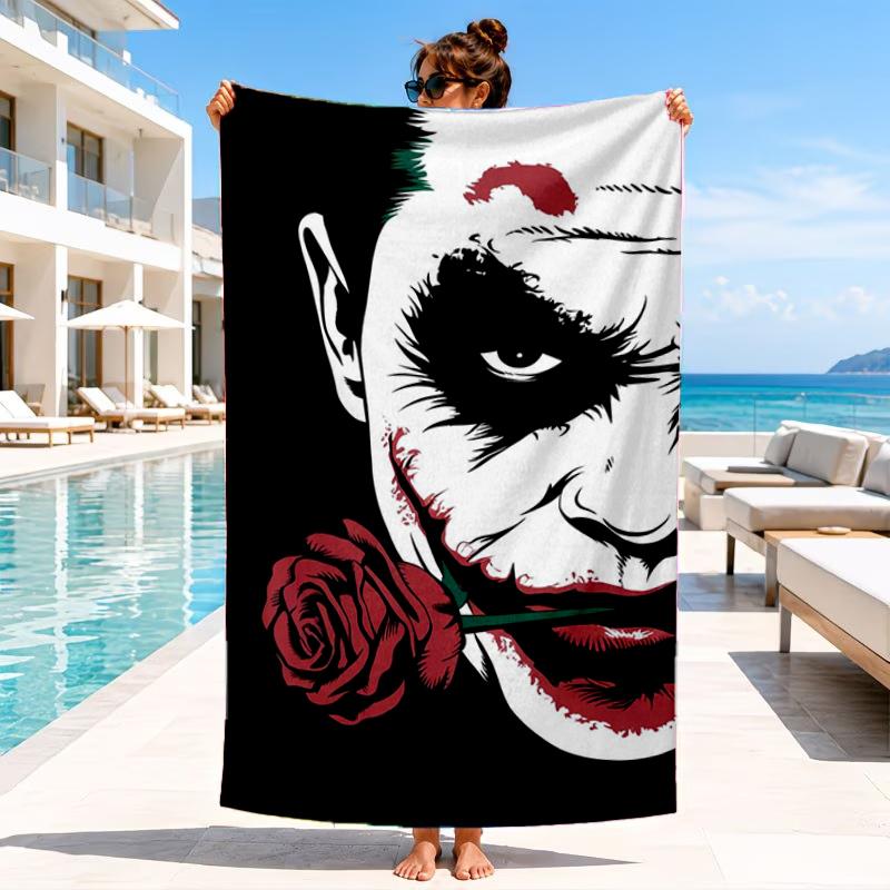 Cool Clown Pattern Beach Towel, Microfiber Beach Towel, Perfect For Pool, Beach, Travel, Home Decor Beach Party Fan Gifts