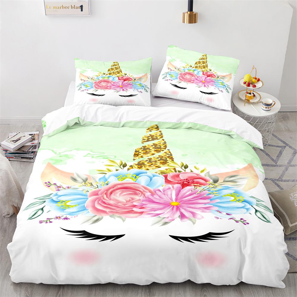 Unicorn Horse Duvet Cover Set Wild Animals Pattern Polyester Quilt Cover King Full Twin Size For Kids Boys Girls Bedding Set