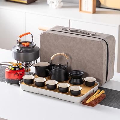 Outdoor Travel Tea Set Tea Making Equipment with Boiling Stove Portable Car Camping Special Stove for Making Tea Storage