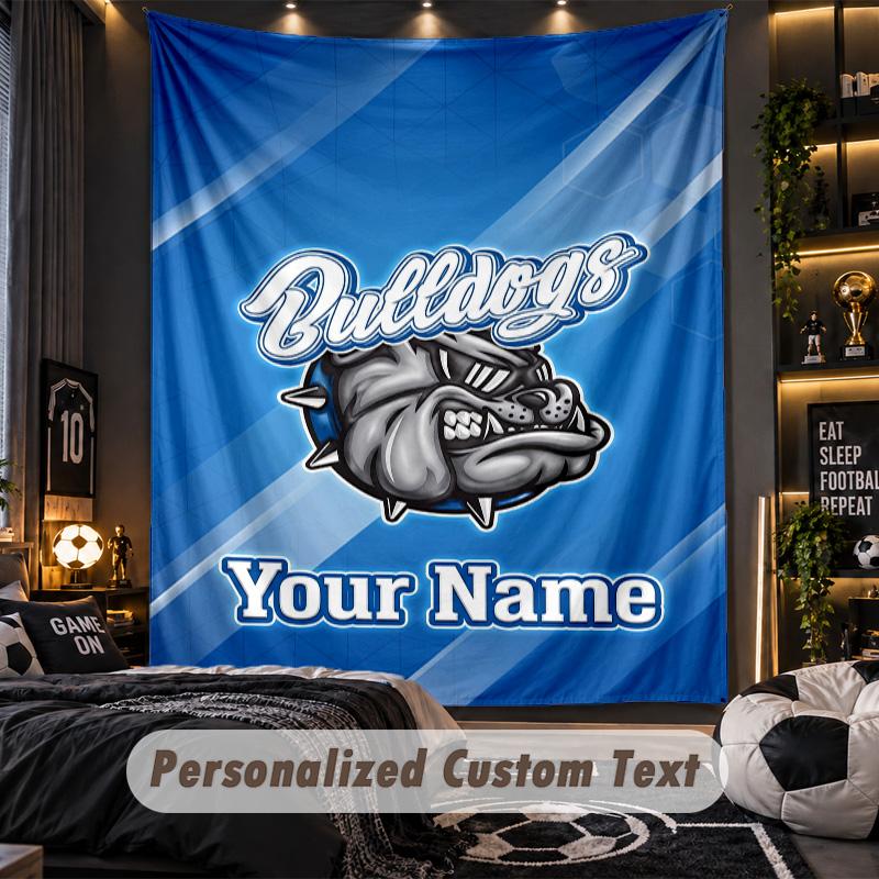 TapestryCanterbury-Bankstown Bulldogs Custom Name Text Personalized Wall Hanging Tapestry Home Wall Decor