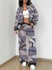Gradual Change Autumn And Winter New European And American Women'S Clothing Retro Pattern Printing Suit Women