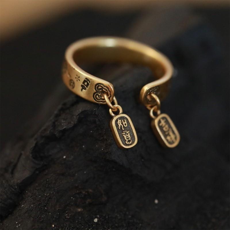 Vintage Antique Gold Geometric Adjustable Ring For Women With Stunning Zircon Stones