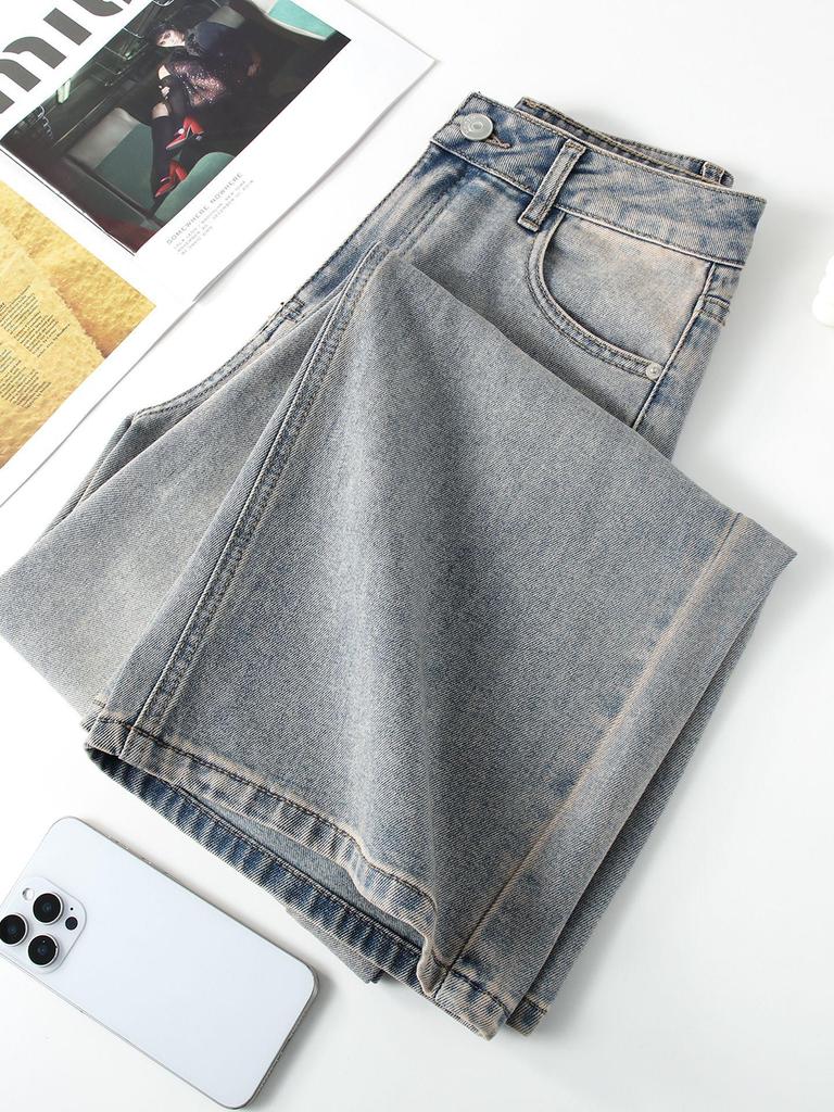 Women's High-Waist Embroidered Straight-Leg Jeans - Floral Ethnic Style for Spring & Autumn
