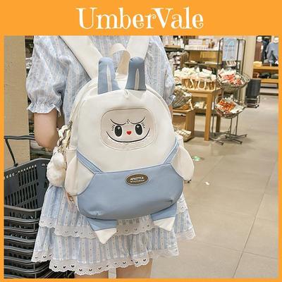 Labubu Cute Cartoon Rabbit Pattern Student Backpack With Pendant For Girls Travel And School Use