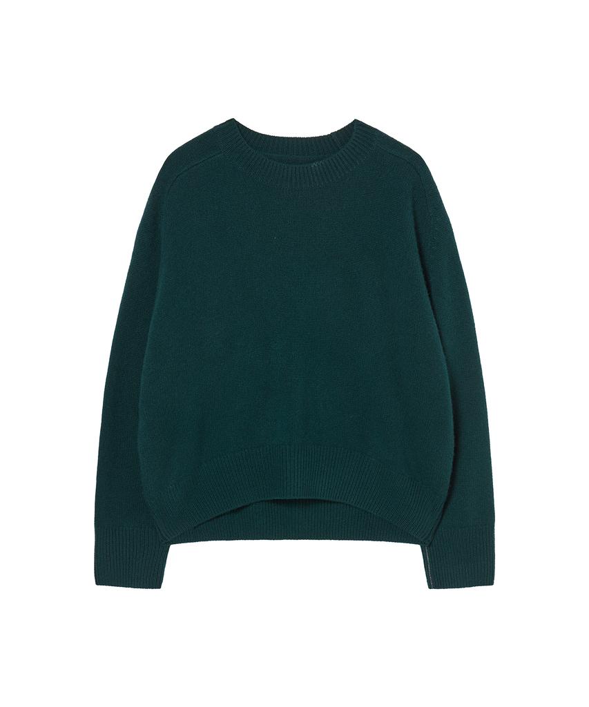JE NE SAIS QUOI Loose Fit Crew Neck Cashmere Knit_ Forest Green