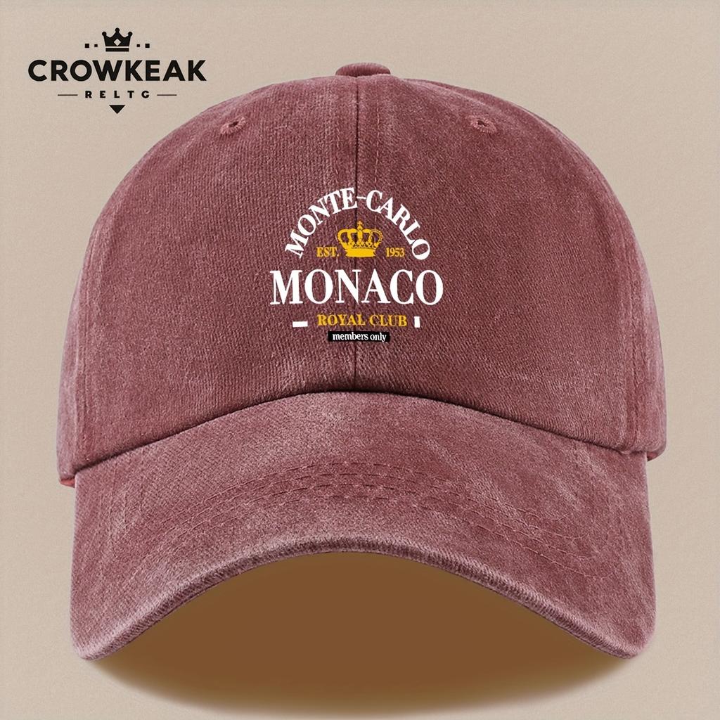 Casquette de baseball Vintage Monaco Royal Club Imprimé Snapback Réglable Chapeau Léger Unisexe pour Pêche en Plein Air Plage BBQ