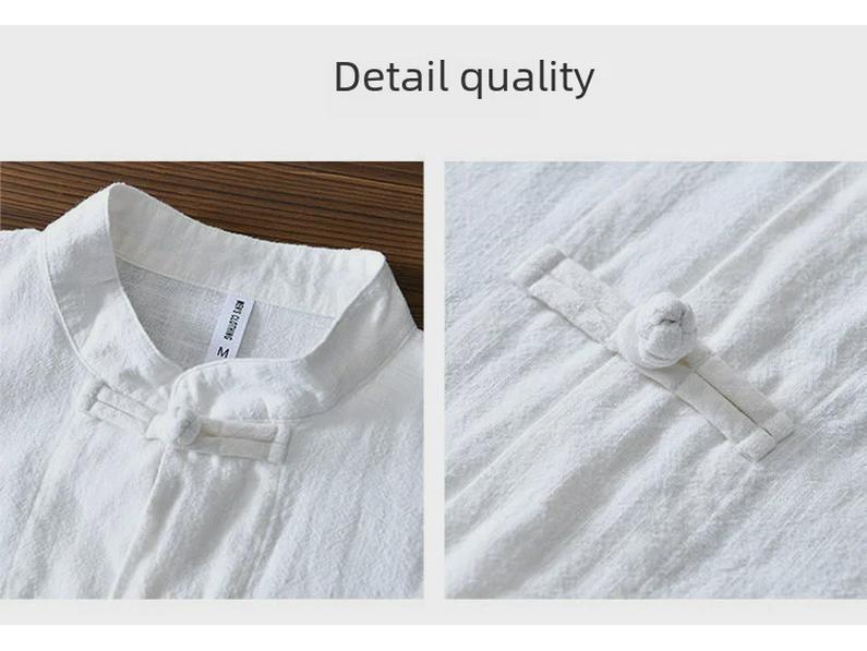 Men's Chinese Buttoned Cotton-Linen Shirt Jacket: Casual Tang Suit, Loose Ancient-Style Hanfu, Large Size, Middle-Aged Top