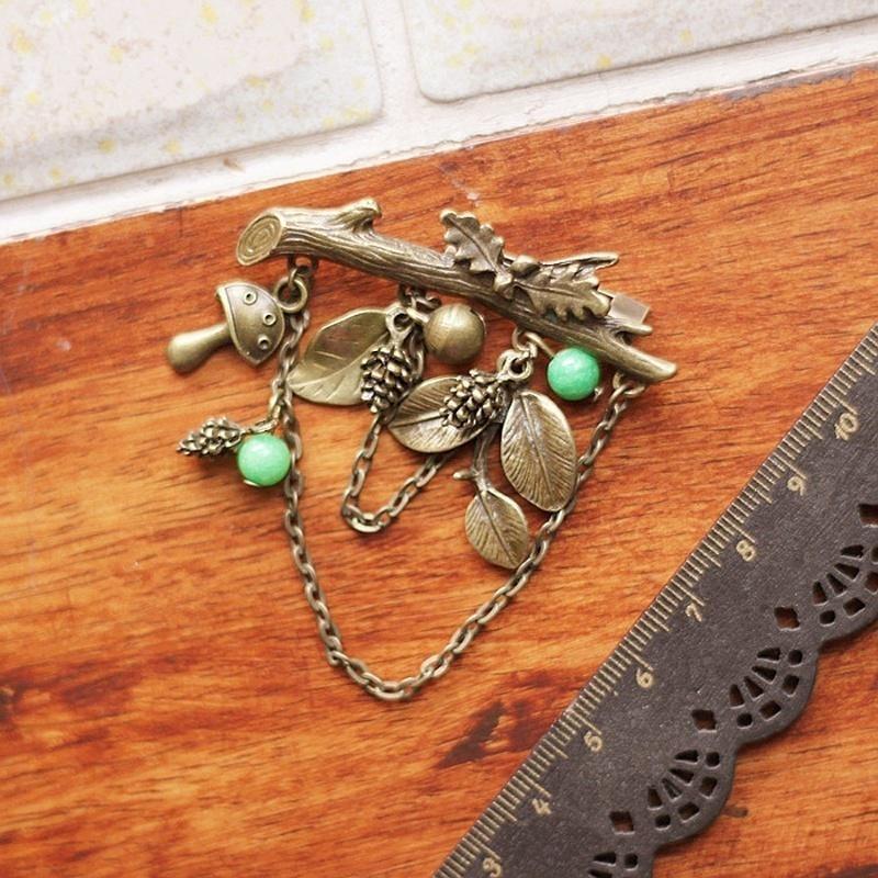 Vintage Brooch Tree Brooches for Women Pins Antique Gold Leaf Brooch Pin Plant Chain Pendant Brooch Jewelry