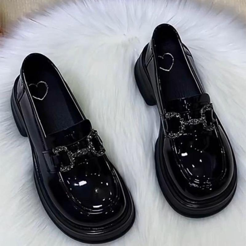 Helle Leder Damen Herbst neue weichsohlige runde Zehen Einzelne Schuhe Muffin Plateauschuhe Casual Mode Lederschuhe