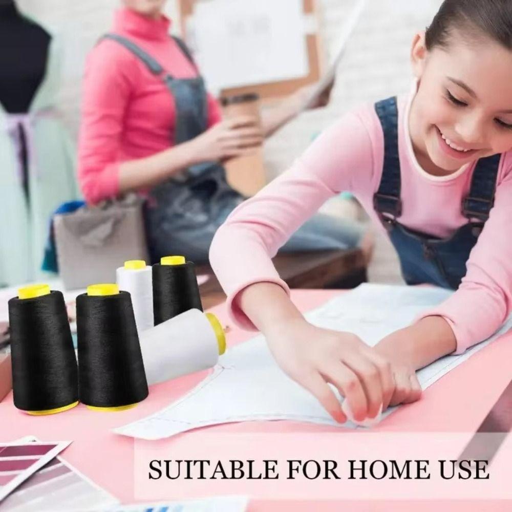 DIY Cones Spool 402 Sewing Thread 3000yards Black White Polyester Thread Sewing Thread Household