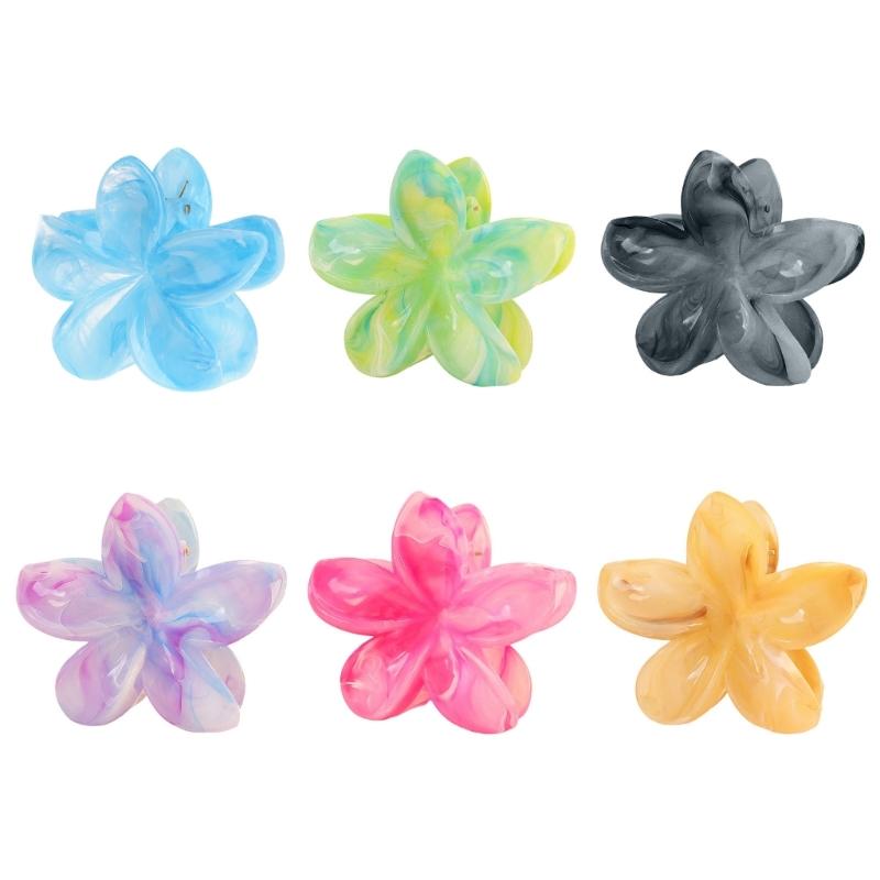 Pince à cheveux en forme de fleur Résine Texture marbre Couleur dégradée pour Mariages et Fêtes Usage quotidien Accessoires pour cheveux