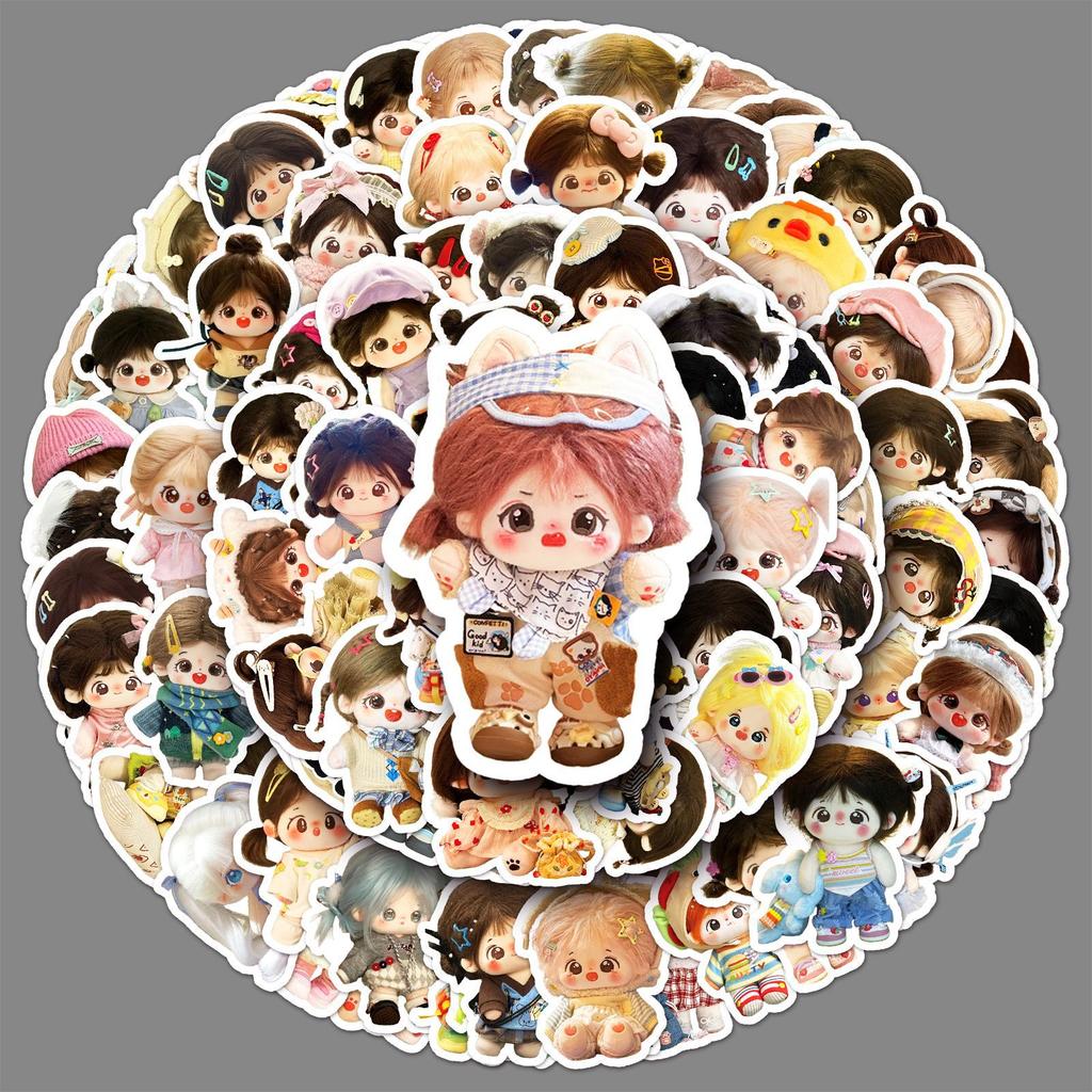 100 Pieces of Cotton Doll Cute Stickers Cartoon Guka Hand Account Creative Decorative Water Cup Mobile Phone Small Mochi Stickers