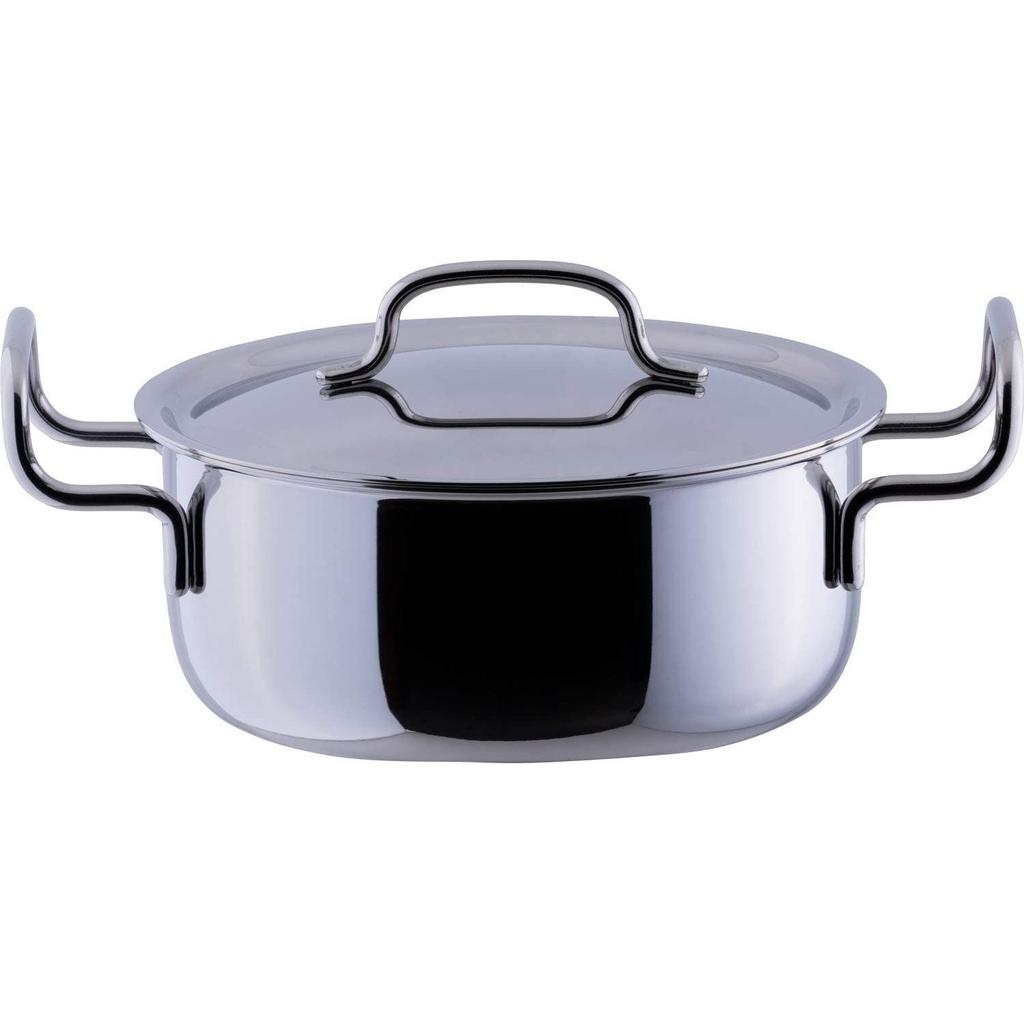 Miyazaki Seisakusho Geo Double-Handed Pot 18cm Made Japan IH Compatible All Heat Source 15-Year Warranty GEO-18T Silver