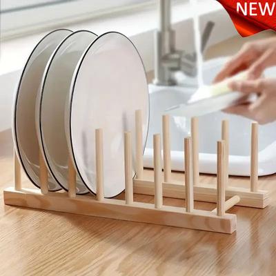 Multifunction Wooden Stand Rack Kitchen Bowl Cup Drain Holder Organizer  Kitchen Sundries Rack Cups Shelf Table Book Display