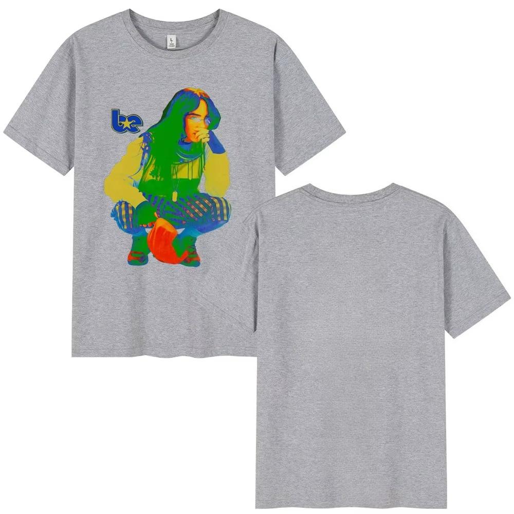 

2026 Singer Billie Eilish Cotton Unisexs Shirt Y2k Short Sleeved Pattern Hiphop Highquality Tshirt 4XL