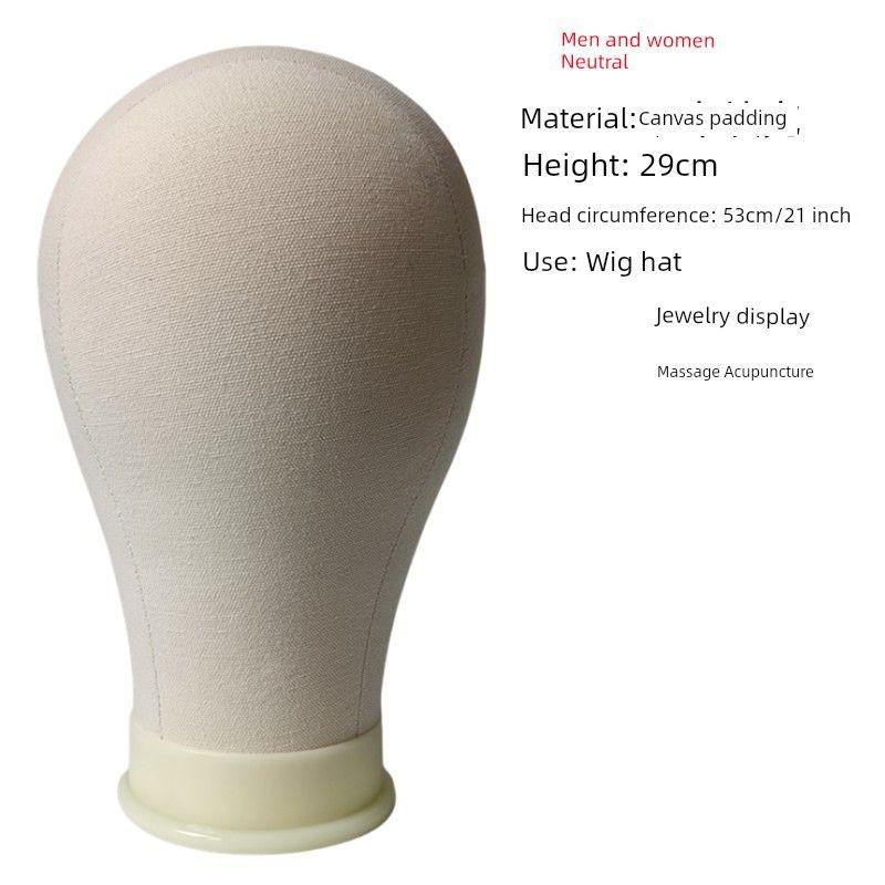 

Canvas Head Men and Women Neutral Model Head Wig Hat Mannequin Head Mannequin Head Practice Massage Acupuncture Jewelry Display Fine canvas head [21 inch] send pin