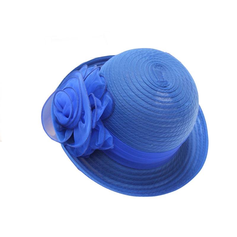 

Классическая женская шляпка-дерби для чаепития, шляпка-котелок из органзы с винтажным шармом синий