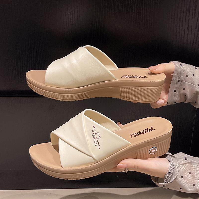 Fashion Designer Summer Ladies Slippers New Fashion Thick Sole Wedge Women's Sandals High Heel Sandal Open Toe Fish Mouth Shoes