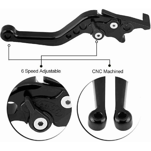 Brake Levers Motorcycle, 1 Pair Motorcycle Clutch Brake Handle Levers Universal Brake Lever Handle Double Disc for GY6 Xmaximum 400(Black)