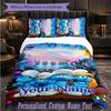 Personalized 3Pcs Bedding SetSmurfs Custom Text Duvet Cover Pillowcase Set Bedroom Gift