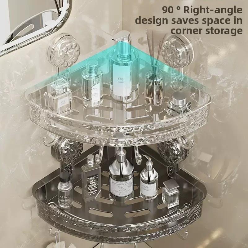 Bathroom Triangle Non Perforated Wall Mounted Toilet Suction Cup Storage Rack