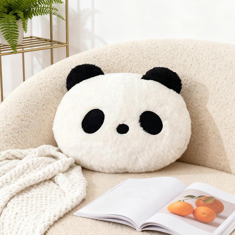 Süßes Panda-Plüschkissen für Sofa-Dekoration mit weichem Kunstfell für Wohnzimmer-Komfort