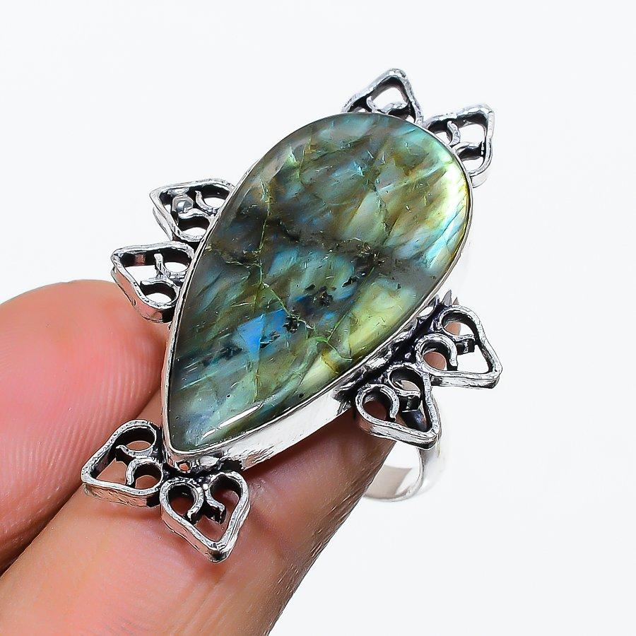 

Labradorite Gemstone 925 Sterling Silver Jewelry Ring Size Adjustable SU-10525