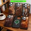 N-Natural Wood Phone Case For iPhone17,16,15,14,13,12,11 Plus,Pro Magnetic For Magsafe Wireless Charging